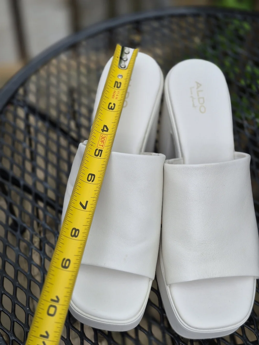 ALDO White Padded Slide Platform Mules - Picture 7 of 16